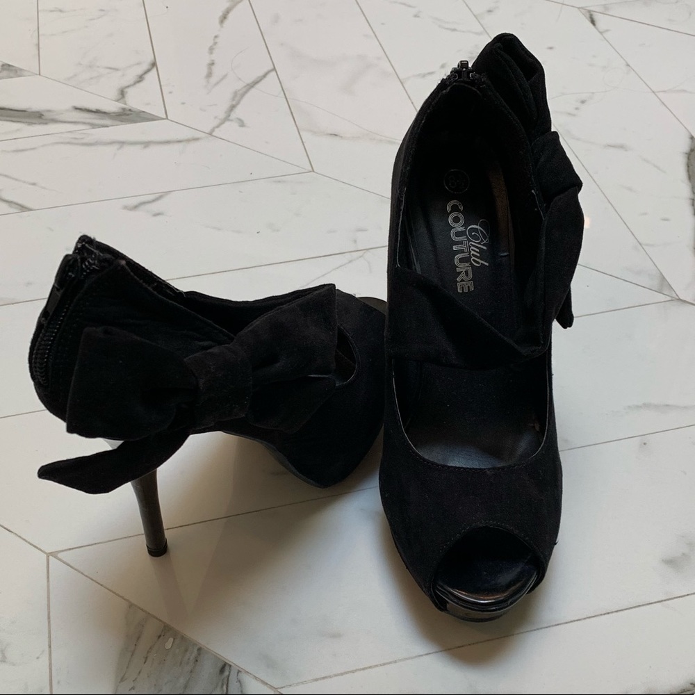 Black High Heels with Bow